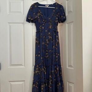 Max Studio Navy Floral Midi Dress